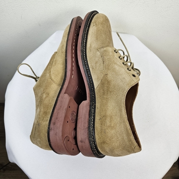 J. Crew Mens Kenton Suede Bucks 9 Cream Red Soles Oxford Shoes Lace Up - Picture 12 of 13